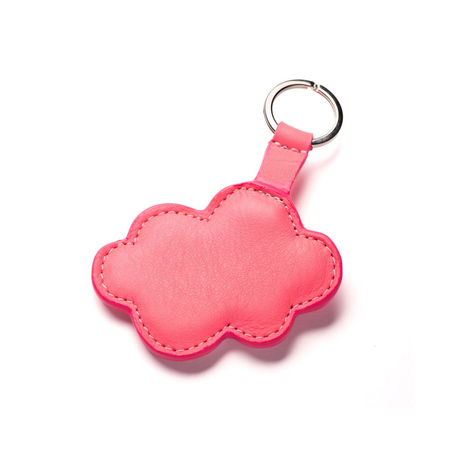 Porte-clé nuage en cuir rose made in France. Artisan créateur à Paris. Slowfashion.