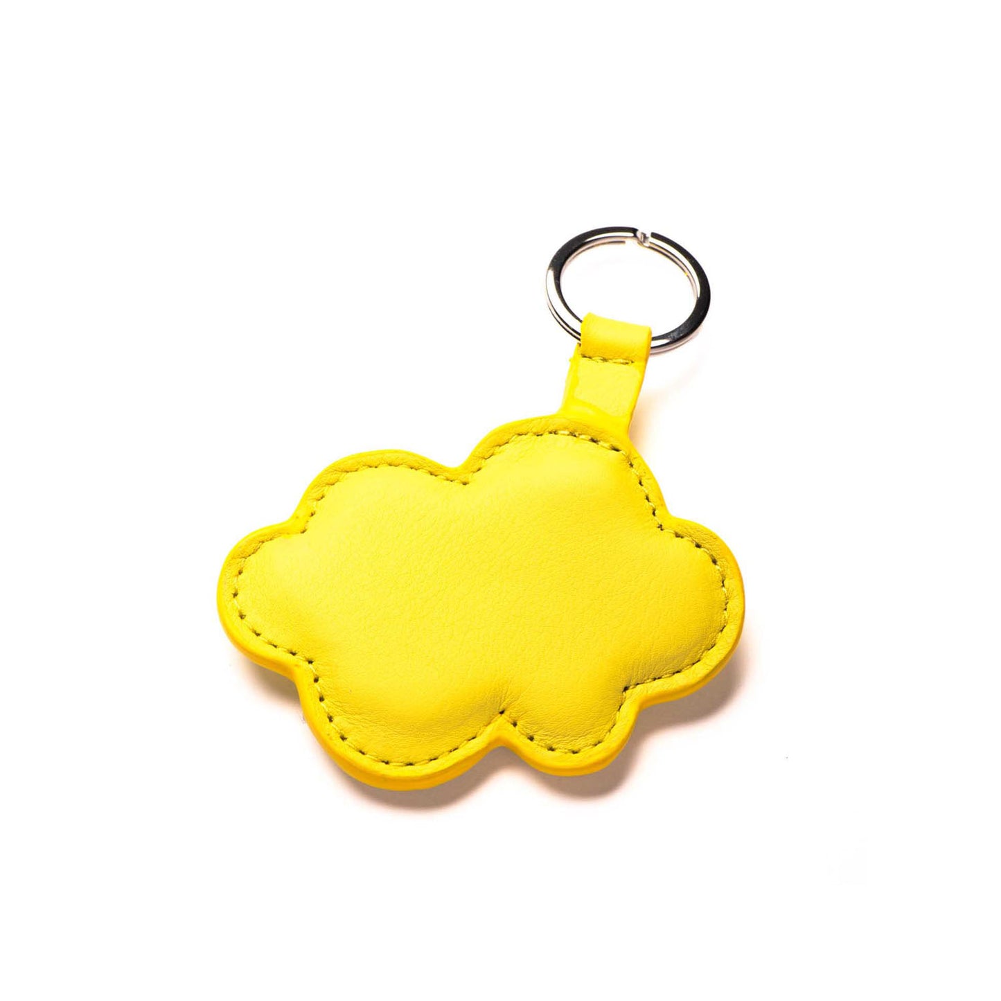 Porte-clé nuage en cuir jaune made in Paris. Maroquinerie artisanale, série limitée.
