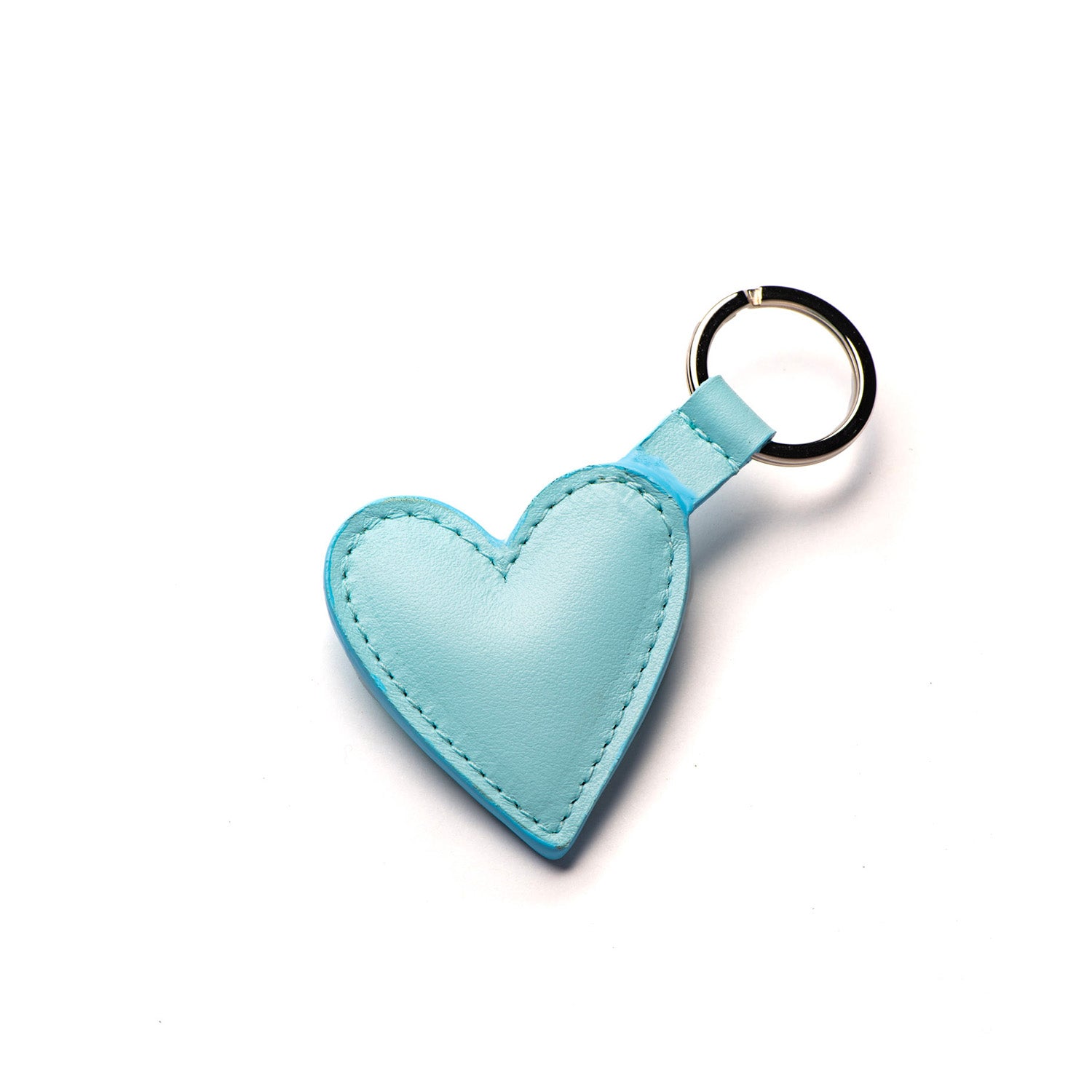 Porte-clé en cuir skyblue upcyclé. Coup de coeur. Petite maroquinerie fantaisie made in Paris dans notre propre atelier. Cadeau parfait, option de personnalisation.